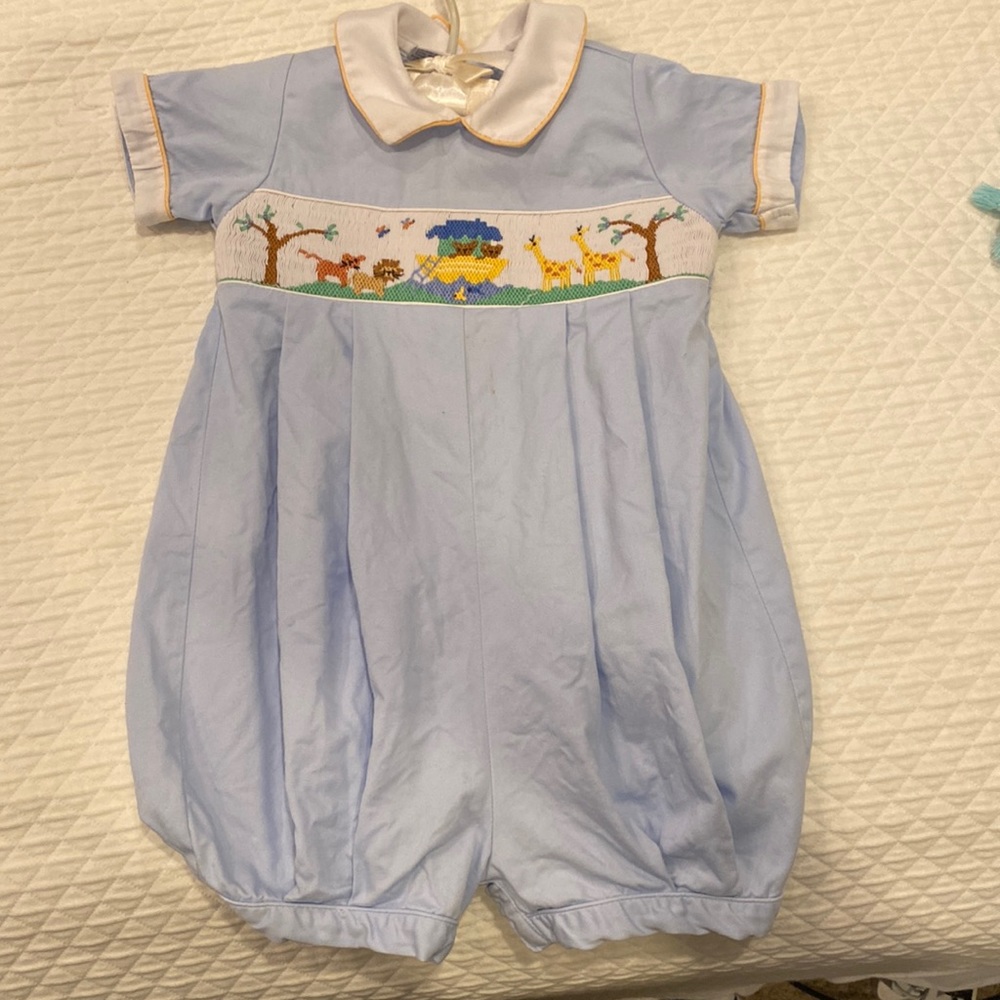 Noah’s Ark Smocked Anavini bubble 18 months boy